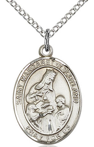 St. Margaret of Scotland Medal in Fine Pewter, 3/4" tall, Your Choice of Chain # 17141