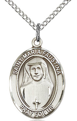 St. Maria Faustina Medal in Fine Pewter, 3/4" tall, Your Choice of Chain # 17143
