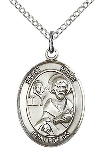 St. Mark the Evangelist Medal in Fine Pewter, 3/4" tall, Your Choice of Chain # 17147