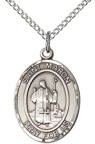 St. Maron Medal in Fine Pewter, 3/4" tall, Your Choice of Chain # 17148