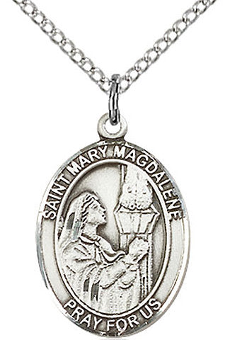 St. Mary Magdalene Medal in Fine Pewter, 3/4" tall, Your Choice of Chain # 17153