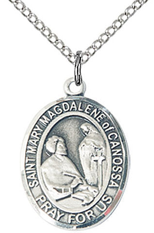 St. Mary Magdalene of Canossa Medal in Fine Pewter, 3/4" tall, Your Choice of Chain # 17154