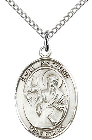 St. Matthew the Apostle Medal in Fine Pewter, 3/4" tall, Your Choice of Chain # 17156