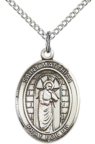 St. Matthias the Apostle Medal in Fine Pewter, 3/4" tall, Your Choice of Chain, Rampart Catholic, # 17158