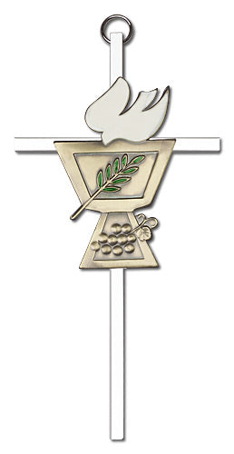 6" Chalice w/ Dove Cross, Gold-Tone on Nickel Plated Cross, # 1716