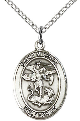 St. Michael the Archangel Medal in Fine Pewter, 3/4" tall, Your Choice of Chain # 17163