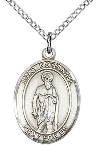 St. Nathanael Medal in Fine Pewter, 3/4" tall, Your Choice of Chain # 17165