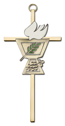 6" Chalice w/ Dove Cross, Gold-Tone on Polished Brass Cross, # 1717