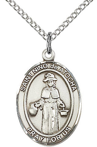 St. Nino de Atocha Medal in Fine Pewter, 3/4" tall, Your Choice of Chain # 17174
