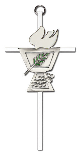 6" Chalice w/ Dove Cross, Silver-Tone on Nickel Plated Cross, # 1718