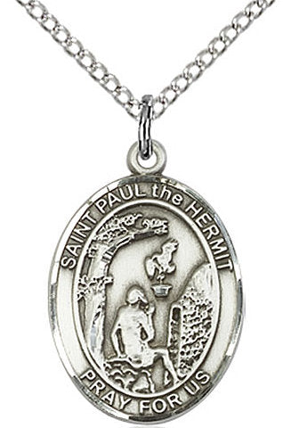 St. Paul the Hermit Medal in Fine Pewter, 3/4" tall, Your Choice of Chain # 17184