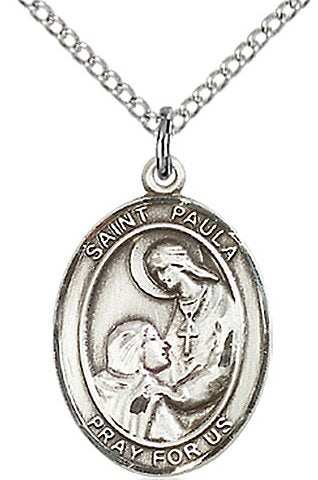 St. Paula Medal in Fine Pewter, 3/4" tall, Your Choice of Chain # 17186