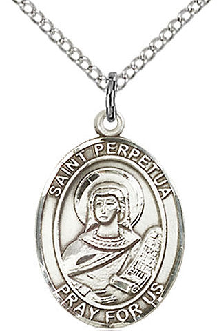St. Perpetua Medal in Fine Pewter, 3/4" tall, Your Choice of Chain # 17192