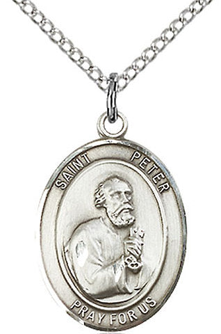 St. Peter the Apostle Medal in Fine Pewter, 3/4" tall, Your Choice of Chain # 17197