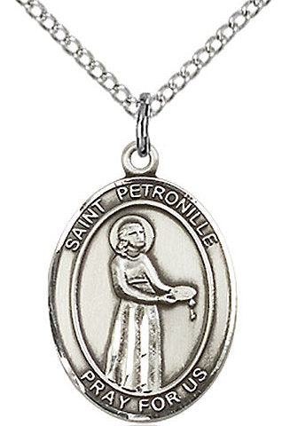 St. Petronille Medal in Fine Pewter, 3/4" tall, Your Choice of Chain # 17198