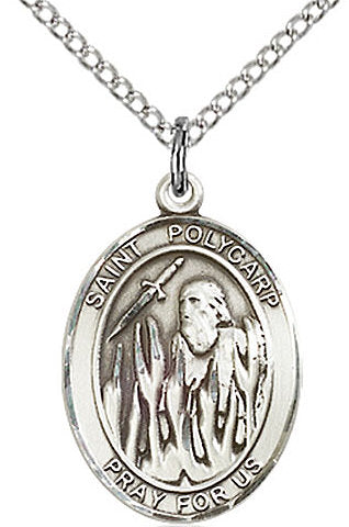 St. Polycarp of Smyrna Medal in Fine Pewter, 3/4" tall, Your Choice of Chain # 17205