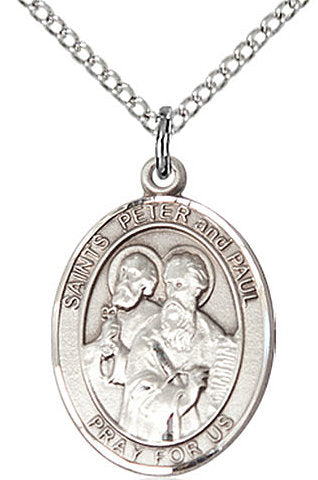 Sts. Peter & Paul Medal in Fine Pewter, 3/4" tall, Your Choice of Chain # 17206