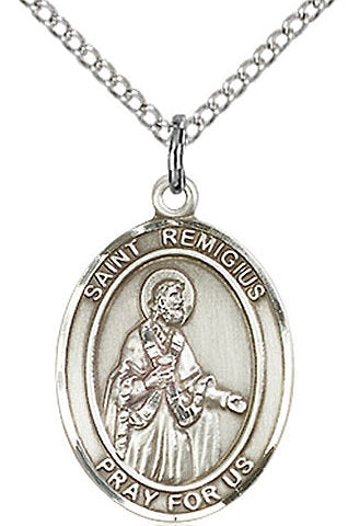 St. Remigius of Reims Medal in Fine Pewter, 3/4" tall, Your Choice of Chain # 17216