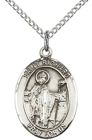 St. Richard Medal in Fine Pewter, 3/4" tall, Your Choice of Chain # 17220