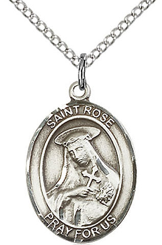 St. Rose of Lima Medal in Fine Pewter, 3/4" tall, Your Choice of Chain # 17227