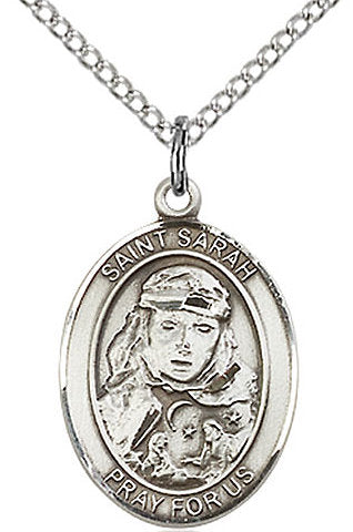 St. Sarah Medal in Fine Pewter, 3/4" tall, Your Choice of Chain # 17230
