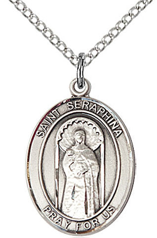 St. Seraphina Medal in Fine Pewter, 3/4" tall, Your Choice of Chain # 17233