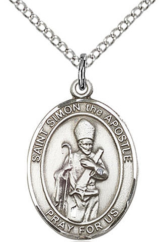 St. Simon the Apostle Medal in Fine Pewter, 3/4" tall, Your Choice of Chain # 17236