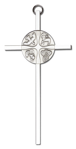6" Christian Life Cross, Silver-Tone Medallion on Nickel Plated Cross, # 1724