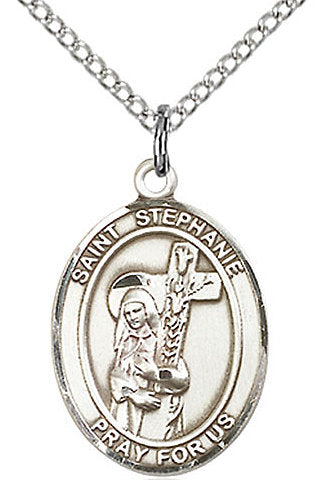 St. Stephanie Medal in Fine Pewter, 3/4" tall, Your Choice of Chain # 17243