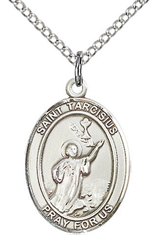 St. Tarcisius Medal in Fine Pewter, 3/4" tall, Your Choice of Chain # 17246