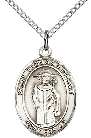 St. Thomas A Becket Medal in Fine Pewter, 3/4" tall, Your Choice of Chain # 17252
