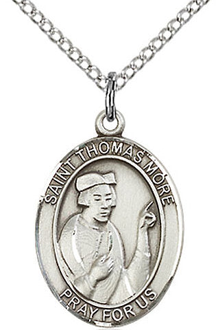 St. Thomas More Medal in Fine Pewter, 3/4" tall, Your Choice of Chain # 17255
