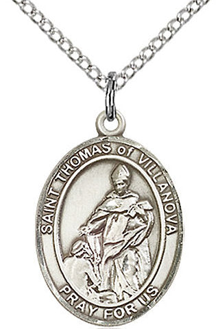 St. Thomas of Villanova Medal in Fine Pewter, 3/4" tall, Your Choice of Chain # 17256