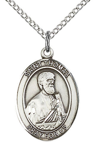 St. Thomas the Apostle Medal in Fine Pewter, 3/4" tall, Your Choice of Chain # 17257