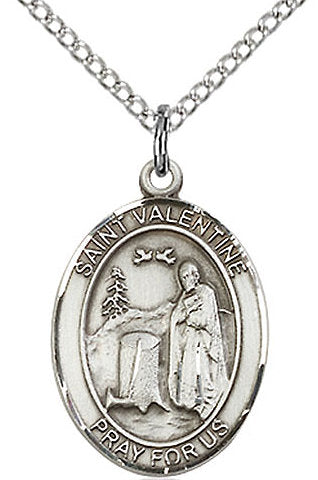 St. Valentine of Rome Medal in Fine Pewter, 3/4" tall, Your Choice of Chain # 17260
