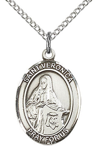 St. Veronica Medal in Fine Pewter, 3/4" tall, Your Choice of Chain # 17261