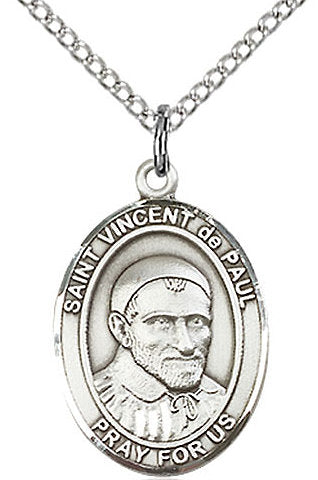 St. Vincent de Paul Medal in Fine Pewter, 3/4" tall, Your Choice of Chain # 17265