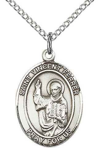 St. Vincent Ferrer Medal in Fine Pewter, 3/4" tall, Your Choice of Chain # 17266