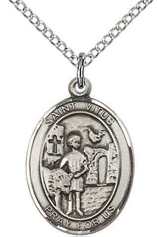 St. Vitus Medal in Fine Pewter, 3/4" tall, Your Choice of Chain # 17267