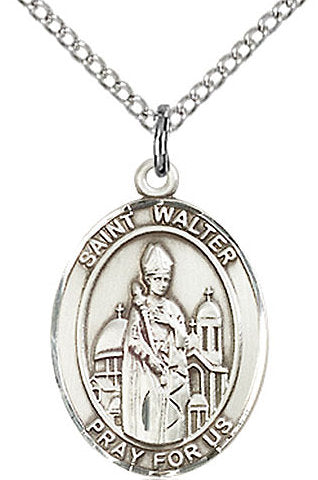 St. Walter of Pontnoise Medal in Fine Pewter, 3/4" tall, Your Choice of Chain # 17269