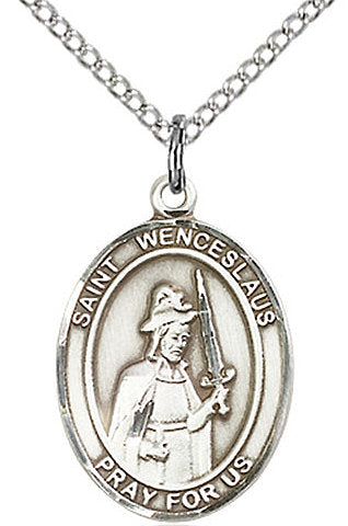 St. Wenceslaus Medal in Fine Pewter, 3/4" tall, Your Choice of Chain # 17270
