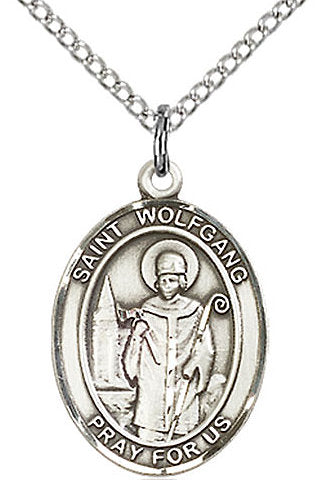 St. Wolfgang Medal in Fine Pewter, 3/4" tall, Your Choice of Chain # 17273