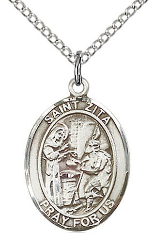St. Zita Medal in Fine Pewter, 3/4" tall, Your Choice of Chain # 17275