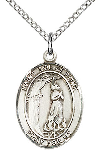 St. Zoe of Rome Medal in Fine Pewter, 3/4" tall, Your Choice of Chain # 17276