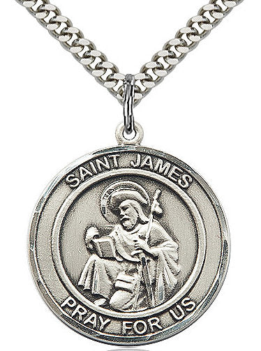 St. James the Greater Medal in Fine Pewter, 3/4" round, Your Choice of Chain # 17291