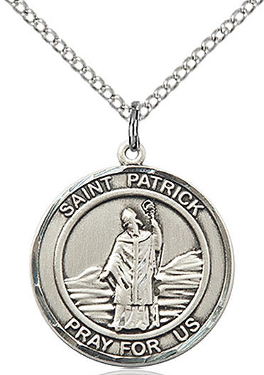 St. Patrick Medal in Fine Pewter, 3/4" round, Your Choice of Chain # 17311