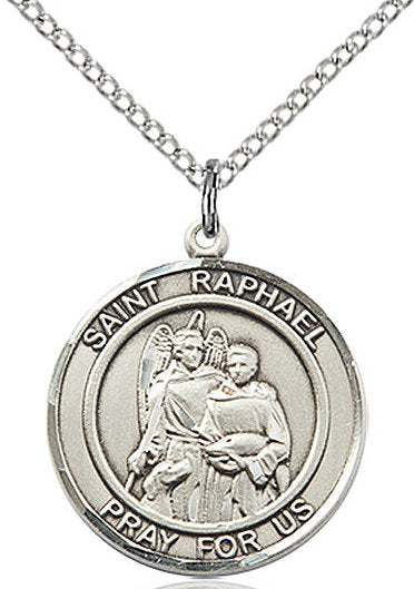 St. Raphael the Archangel Medal in Fine Pewter, 3/4" round, Your Choice of Chain # 17315