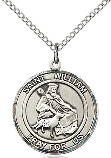 St. William of Rochester Medal in Fine Pewter, 3/4" round, Your Choice of Chain # 17319