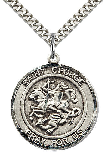 St. George Medal in Fine Pewter, 1" round, Your Choice of Chain # 17331