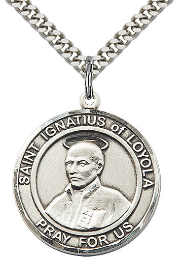 St. Ignatius of Loyola Medal in Fine Pewter, 1" round, Your Choice of Chain # 17335